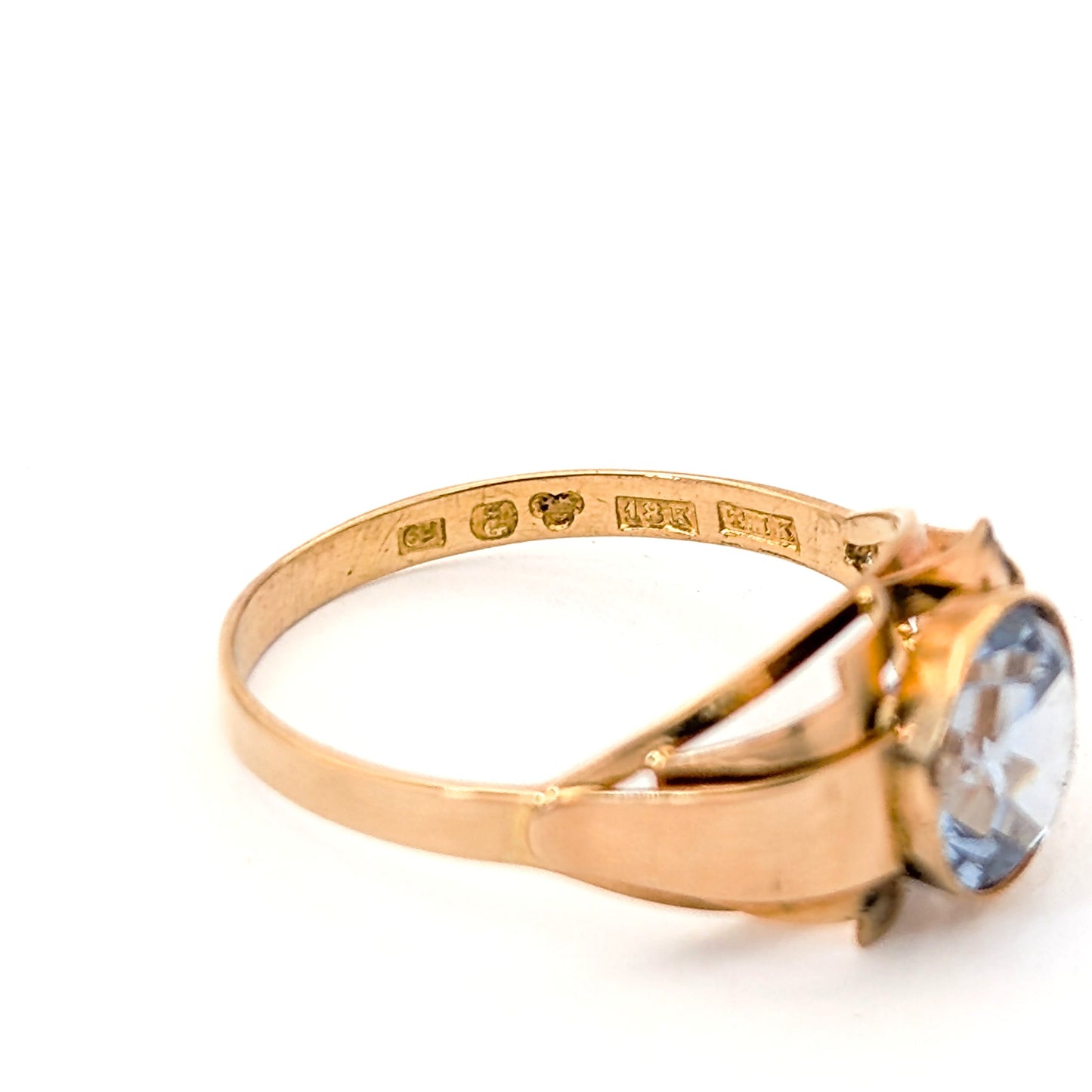 Vintage 18K Gold Blue Spinel Statement Ring