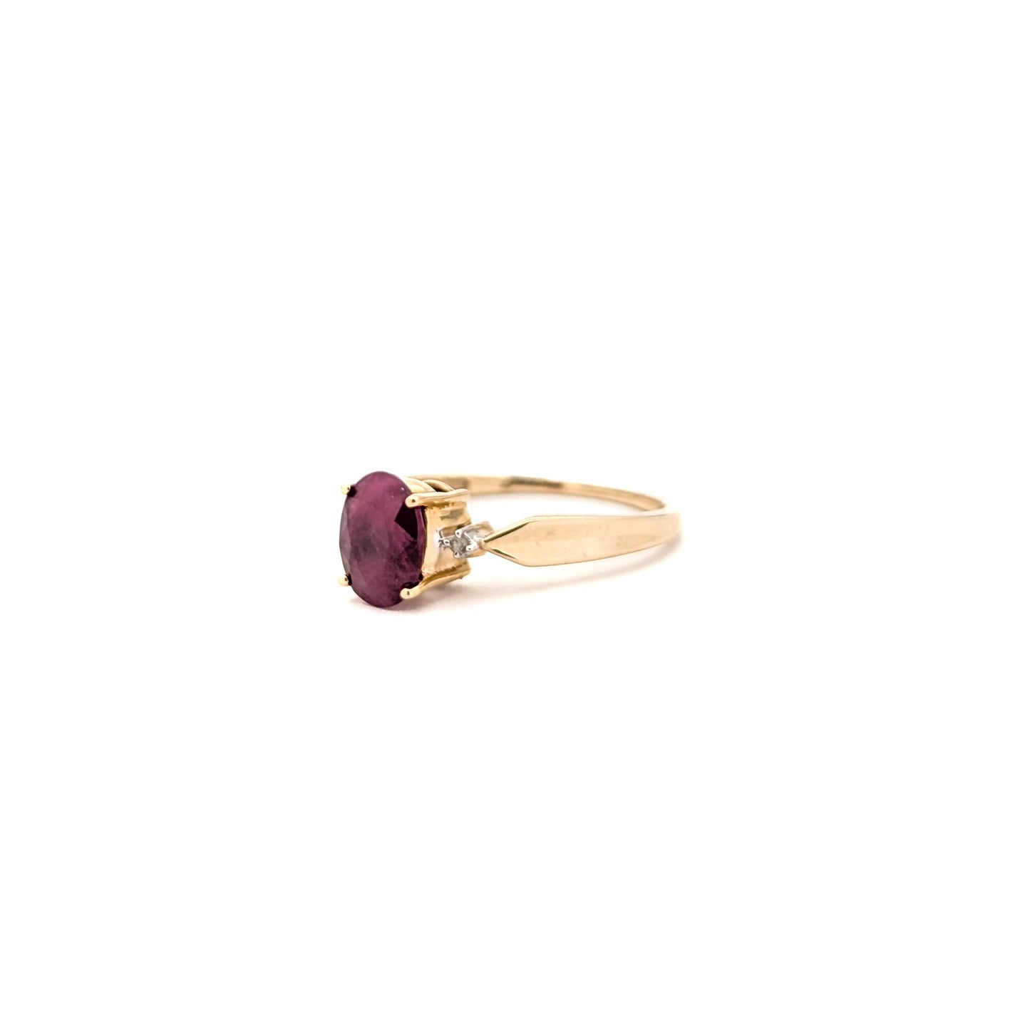 Vintage 10K Gold Ruby Ring with Diamond Accents