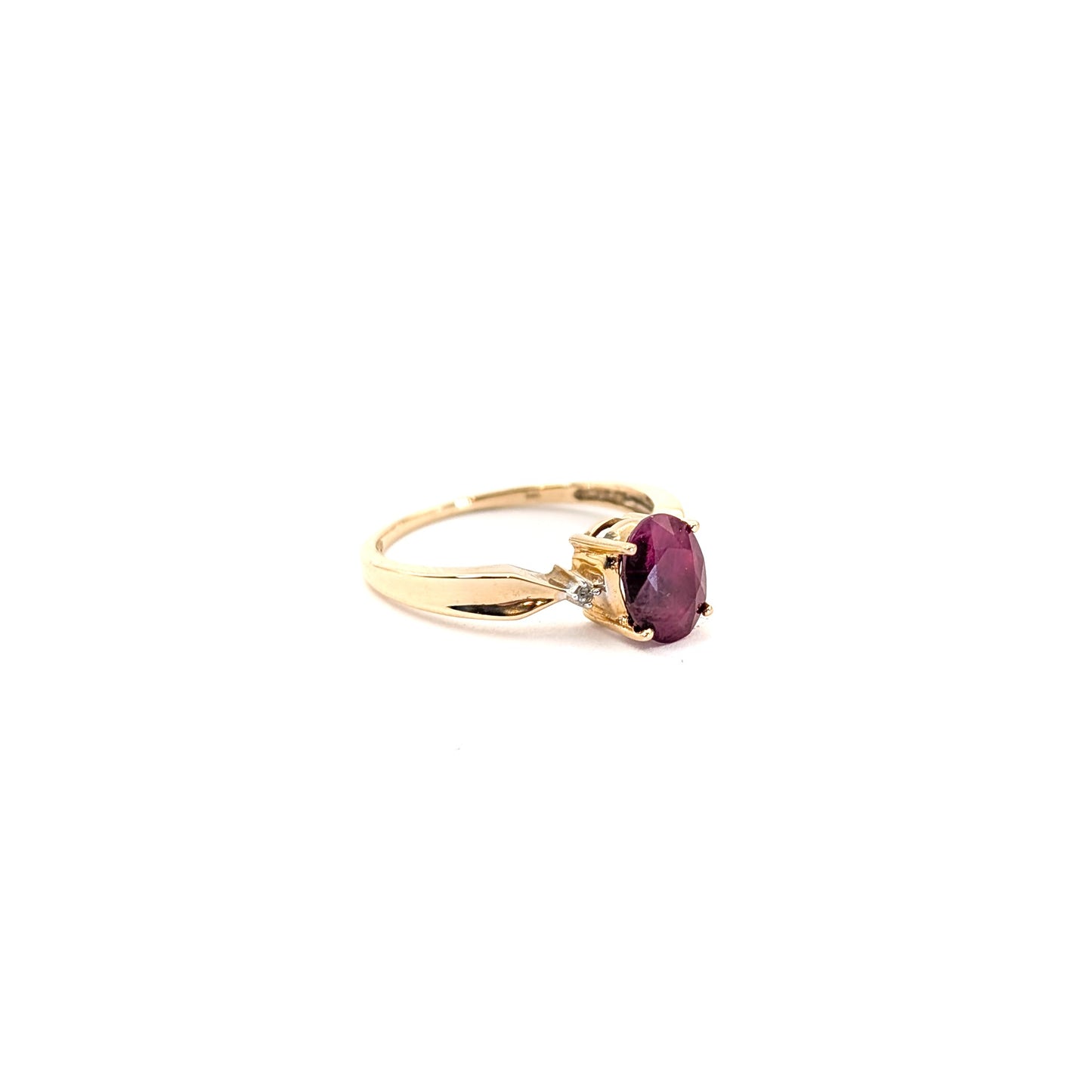 Vintage 10K Gold Ruby Ring with Diamond Accents