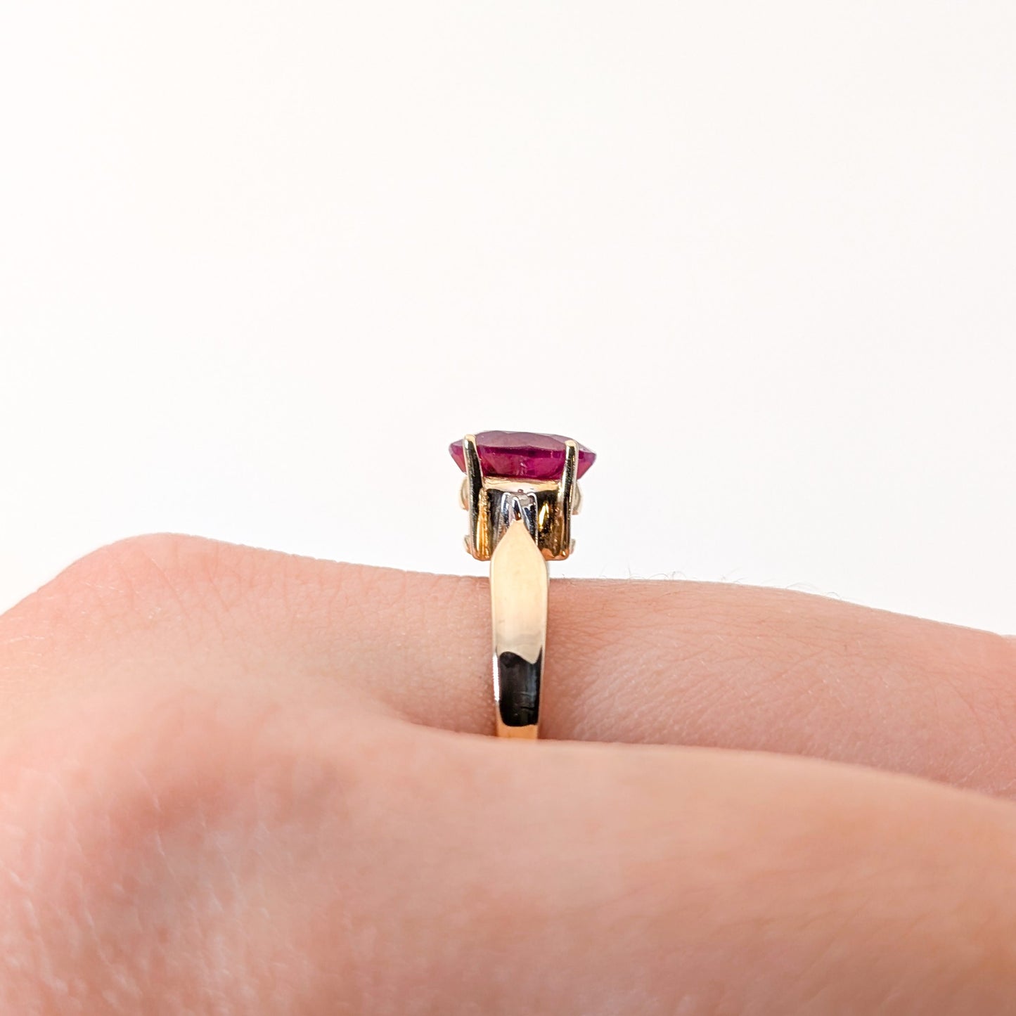 Vintage 10K Gold Ruby Ring with Diamond Accents