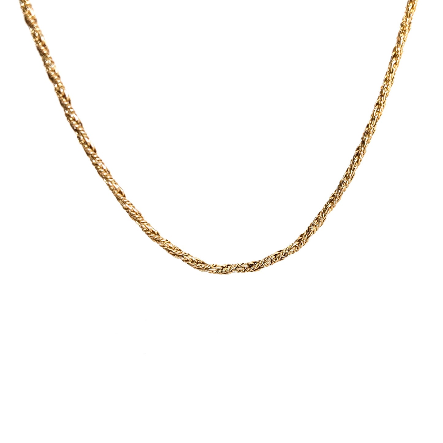 14K Gold chain necklace on a white background