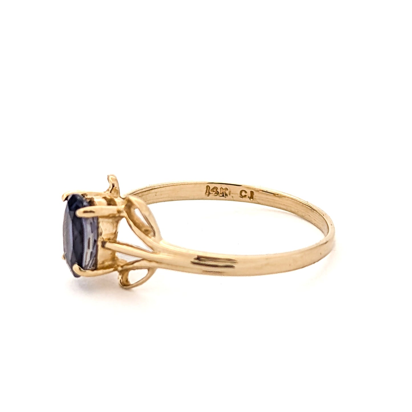 Vintage 14K Yellow Gold Iolite Ring - Enchanting Mid-Century Rarity
