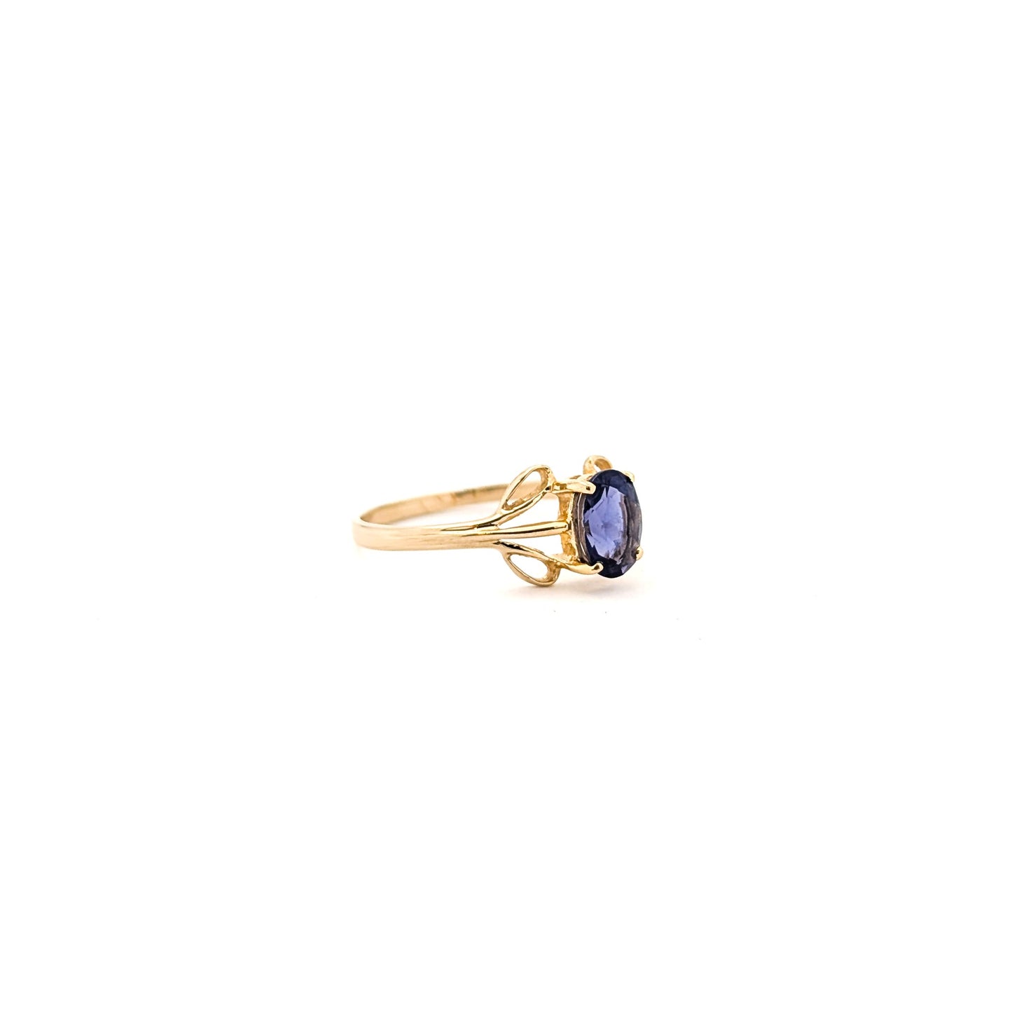 Vintage 14K Yellow Gold Iolite Ring - Enchanting Mid-Century Rarity