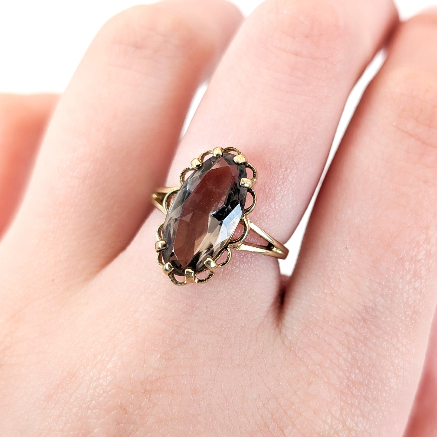 Vintage Smoky Quartz 10K Gold Ring