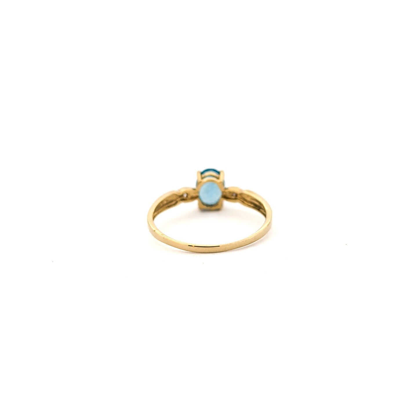 Vintage 10K Yellow Gold Apatite Ring with Diamond Accents