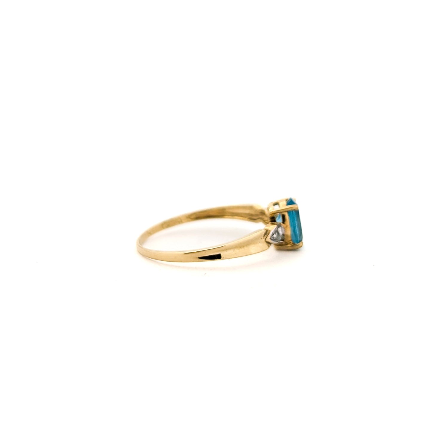 Vintage 10K Yellow Gold Apatite Ring with Diamond Accents