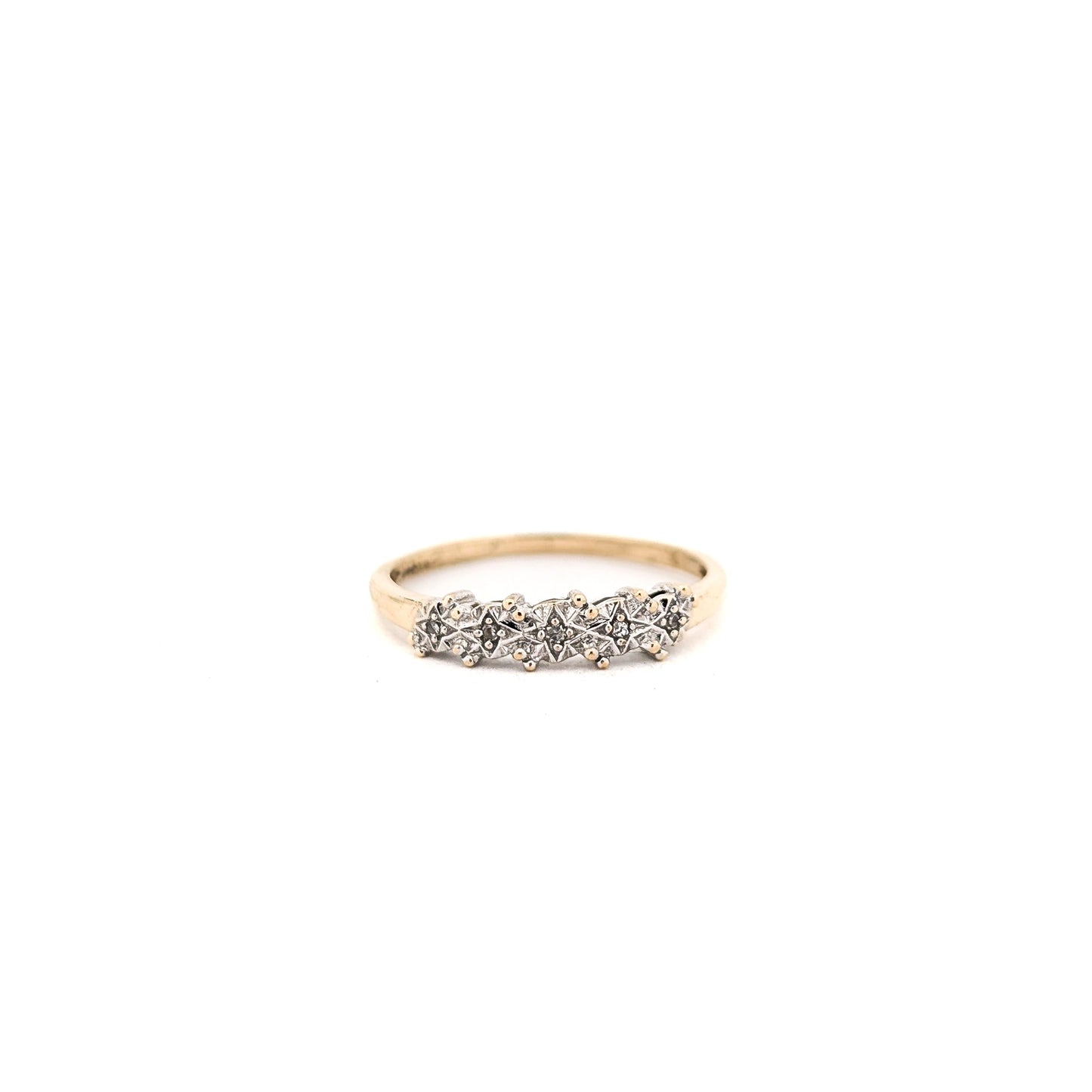 Vintage Diamond 9K Gold Starburst Band Ring