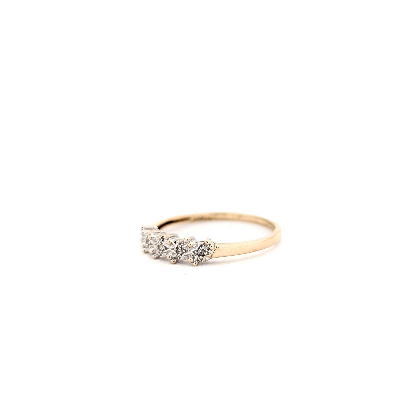 Vintage Diamond 9K Gold Starburst Band Ring
