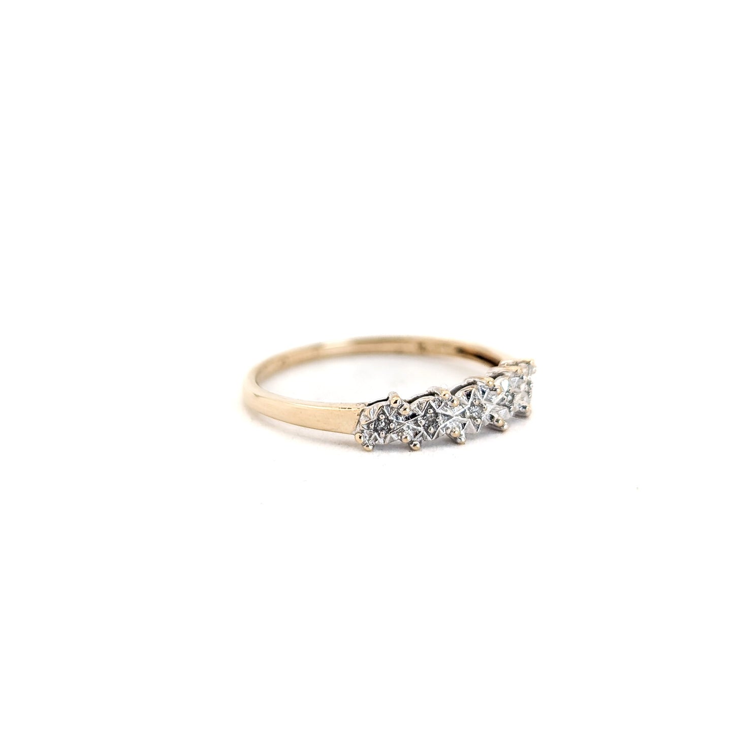 Vintage Diamond 9K Gold Starburst Band Ring