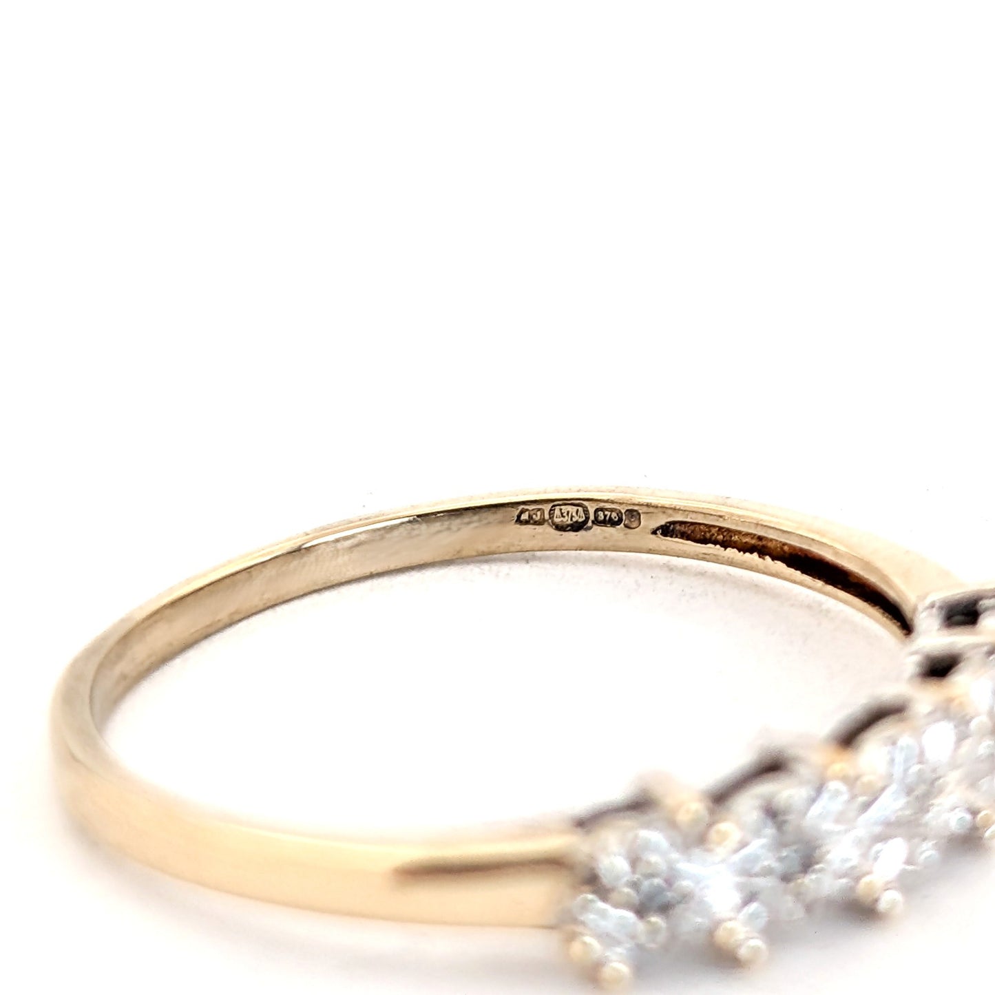 Vintage Diamond 9K Gold Starburst Band Ring