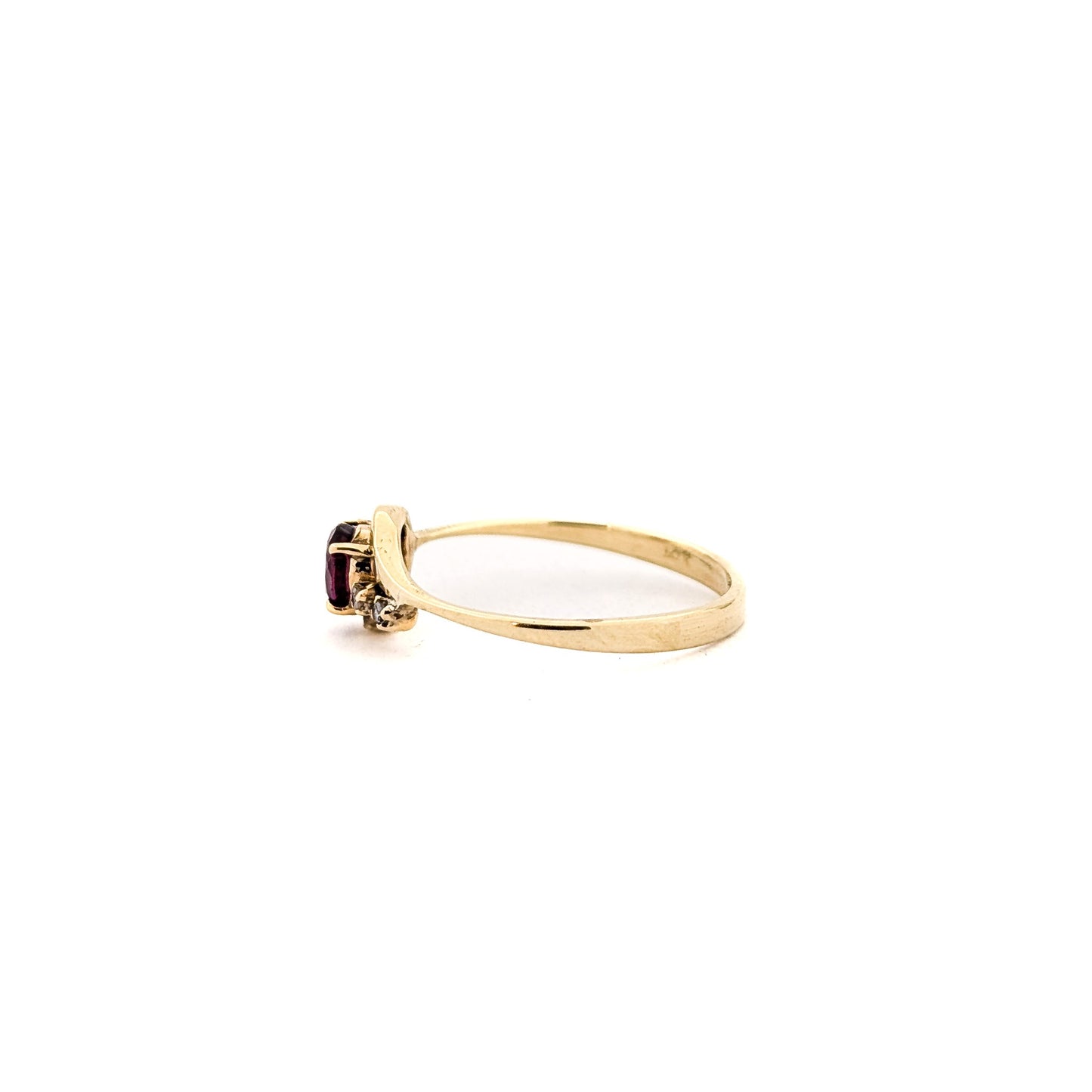Vintage 14K Yellow Gold Ruby Ring with Diamond Accents - Exquisite Mid-Century Charm