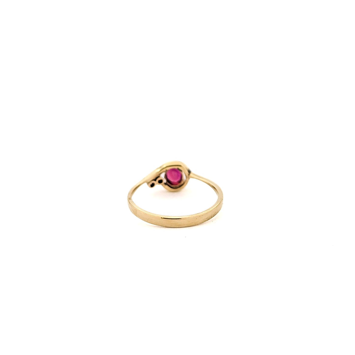 Vintage 14K Yellow Gold Ruby Ring with Diamond Accents - Exquisite Mid-Century Charm