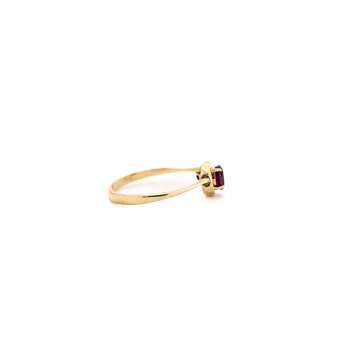 Vintage 14K Yellow Gold Ruby Ring with Diamond Accents - Exquisite Mid-Century Charm