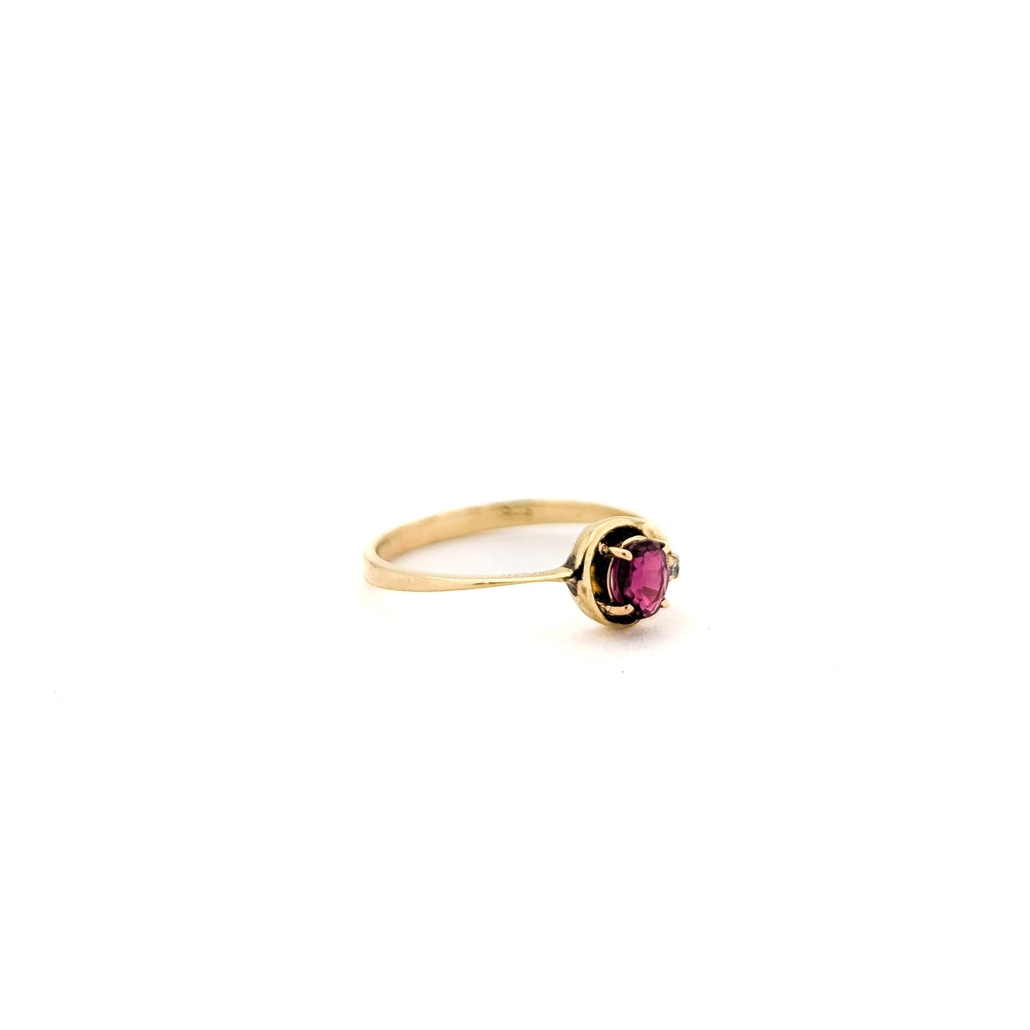 Vintage 14K Yellow Gold Ruby Ring with Diamond Accents - Exquisite Mid-Century Charm