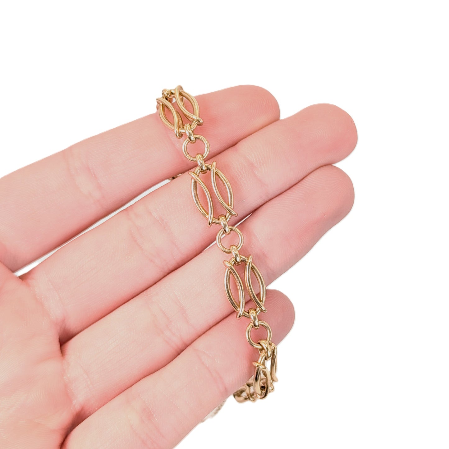 Vintage 14K Gold Fancy Oval Link Bracelet – 13.51 Grams