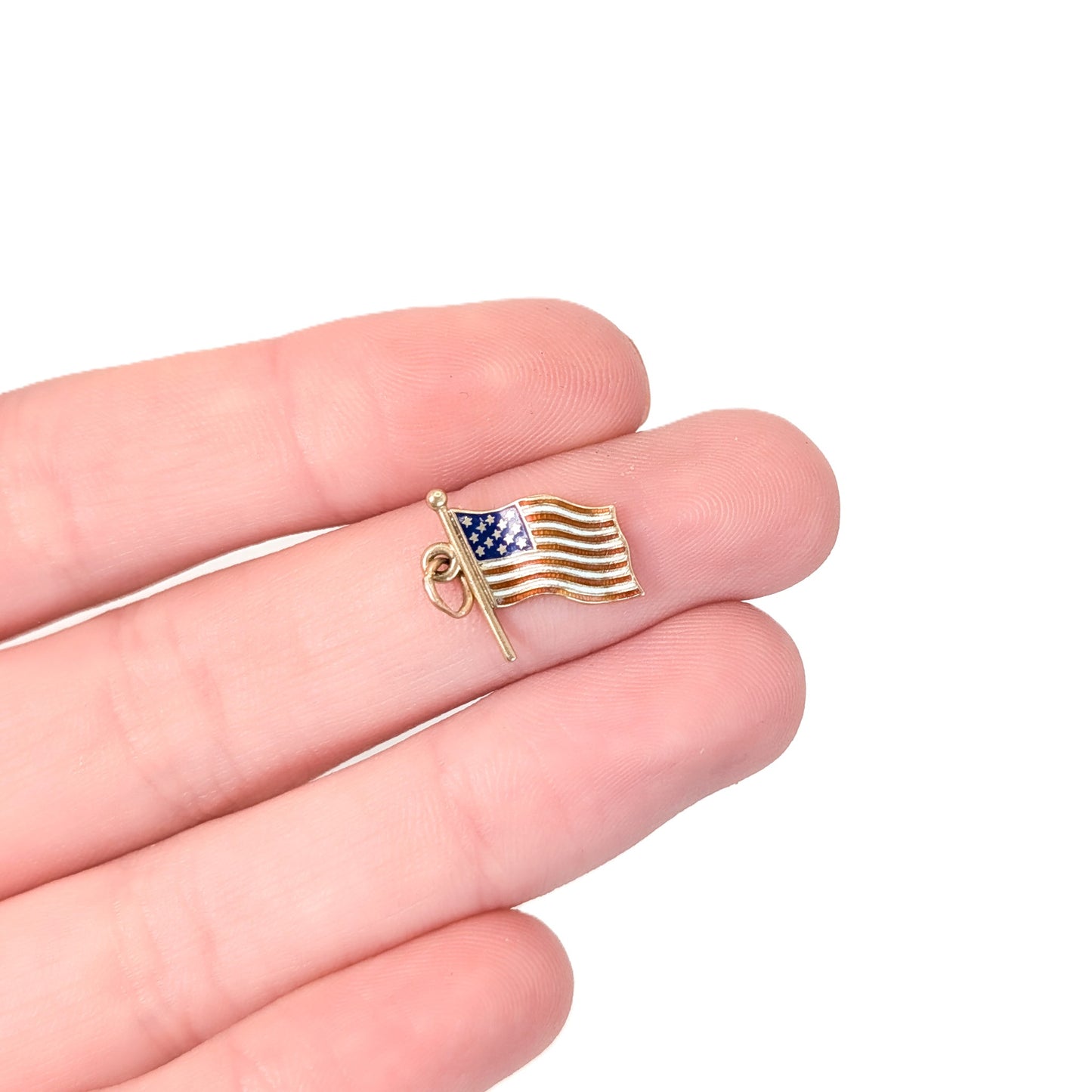 Vintage 14K Gold Enamel American Flag Charm