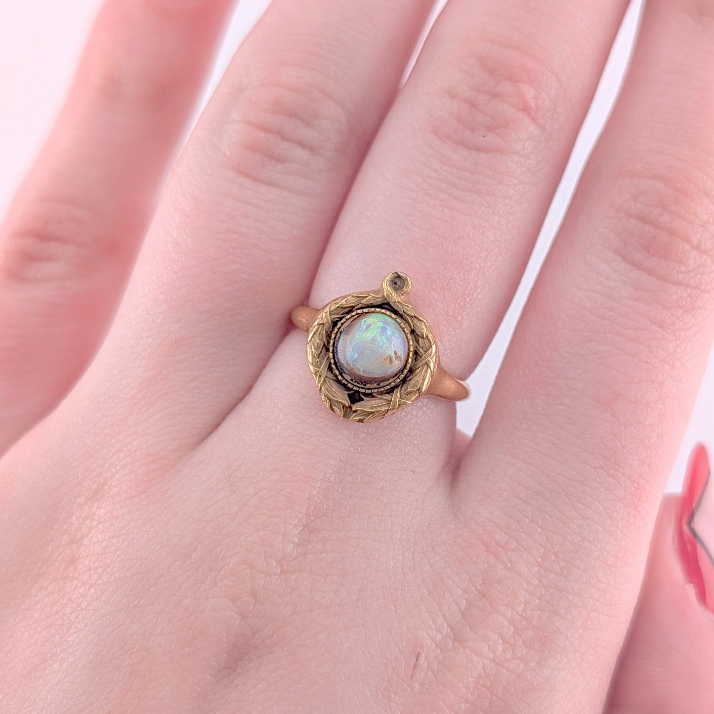 Antique Art Nouveau 18K Gold Boulder Opal Ring