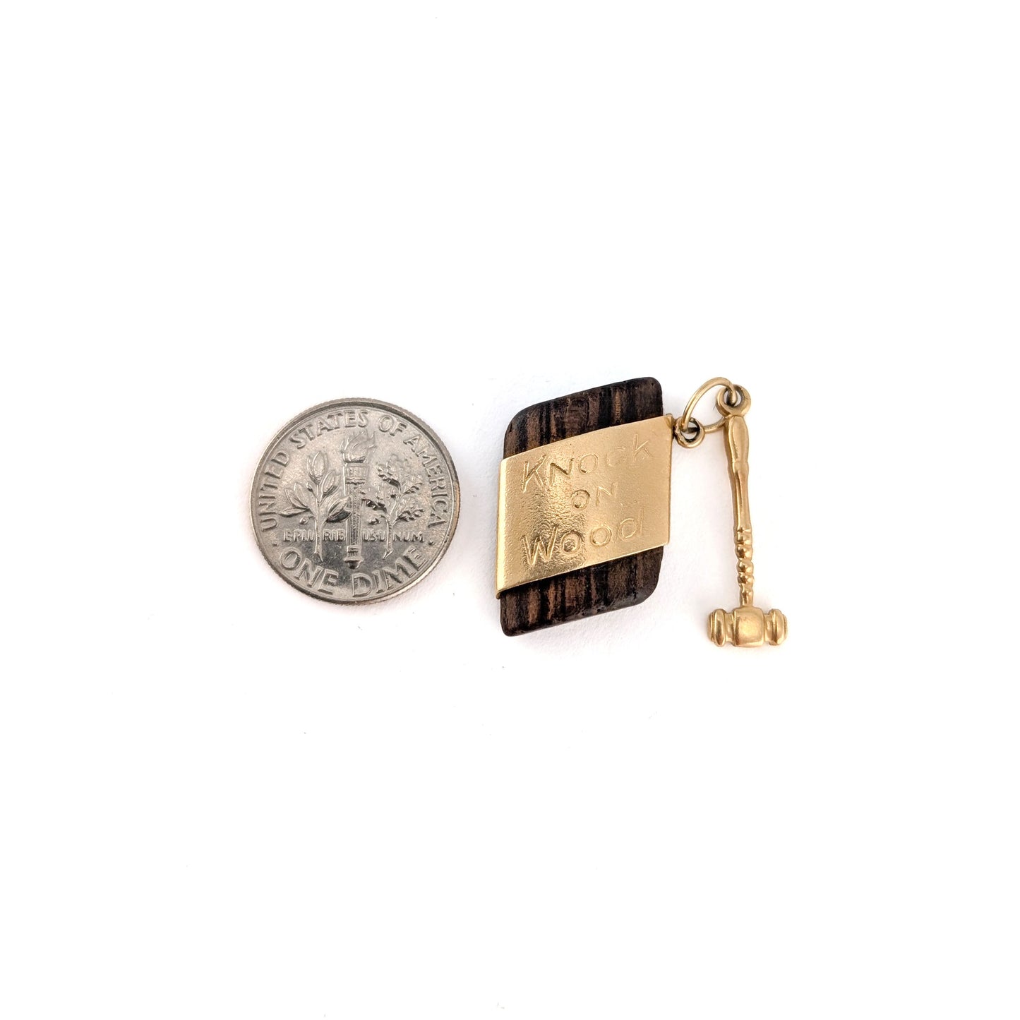 Vintage 14K Gold Knock on Wood Charm