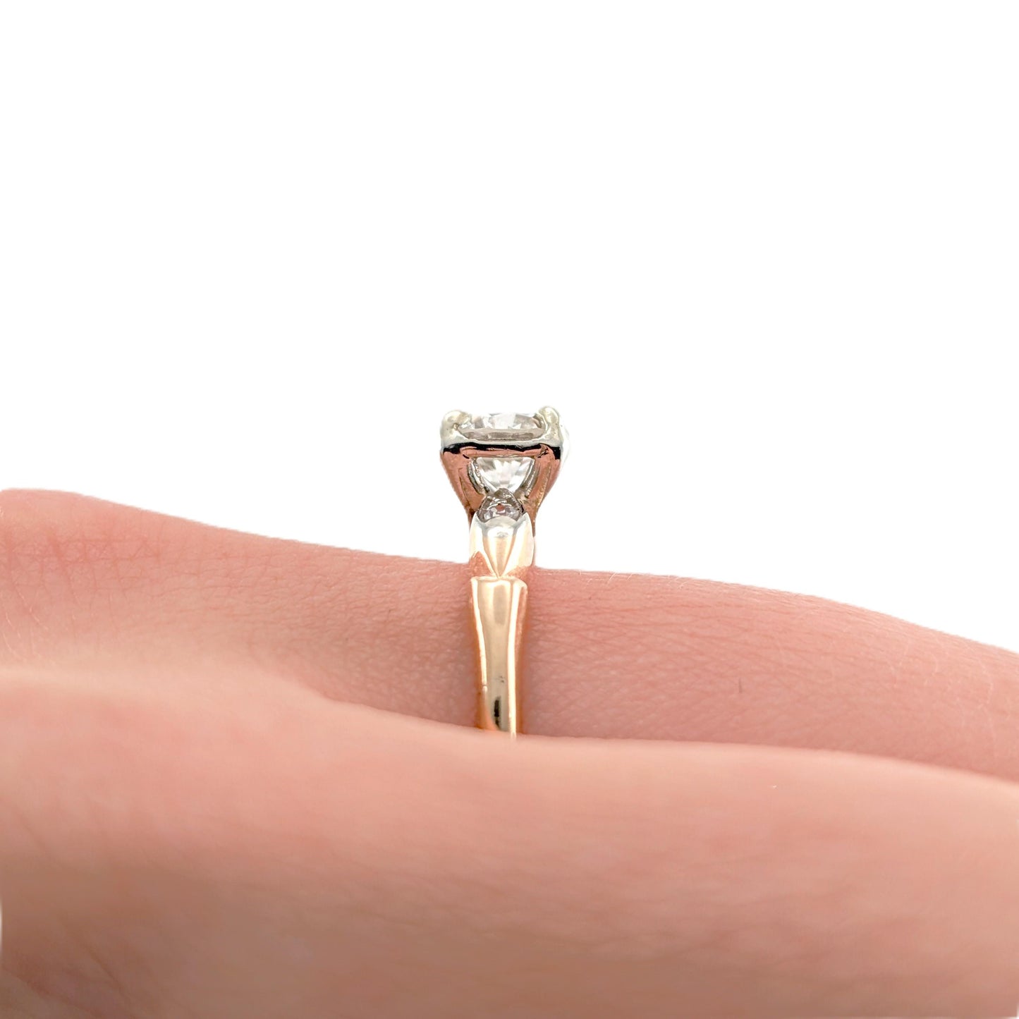Antique 0.82 Carat Old European Cut Diamond Ring in 14K Two-Tone Gold