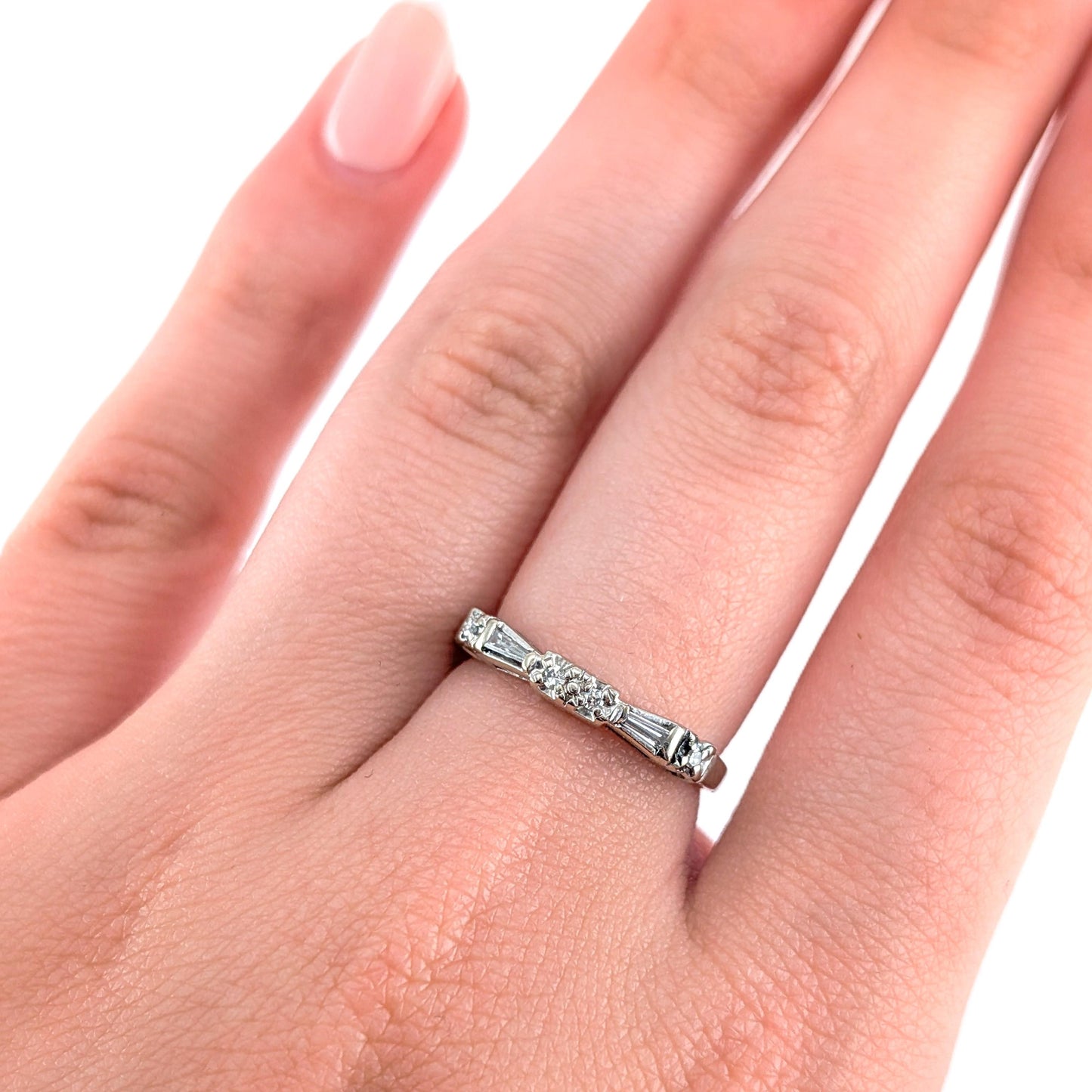 Art Deco Single-Cut Diamond Ring with Baguette Accents