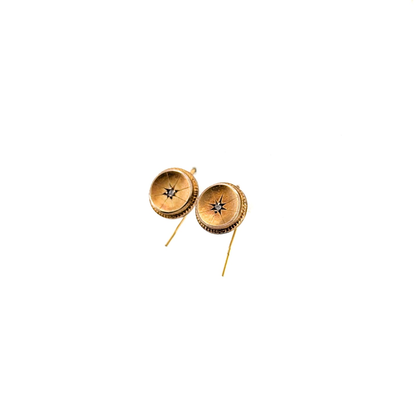 Antique Victorian 9k Gold Diamond Starburst Earrings