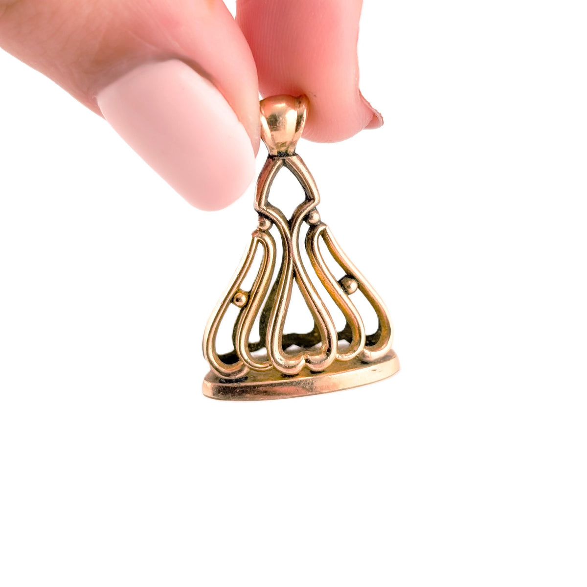 Antique Edwardian 14K Yellow Gold Openwork Wax Seal Fob Pendant A.R.G.
