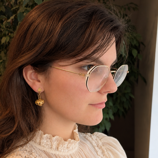 Antique 10K Gold Cannetille Dangle Earrings