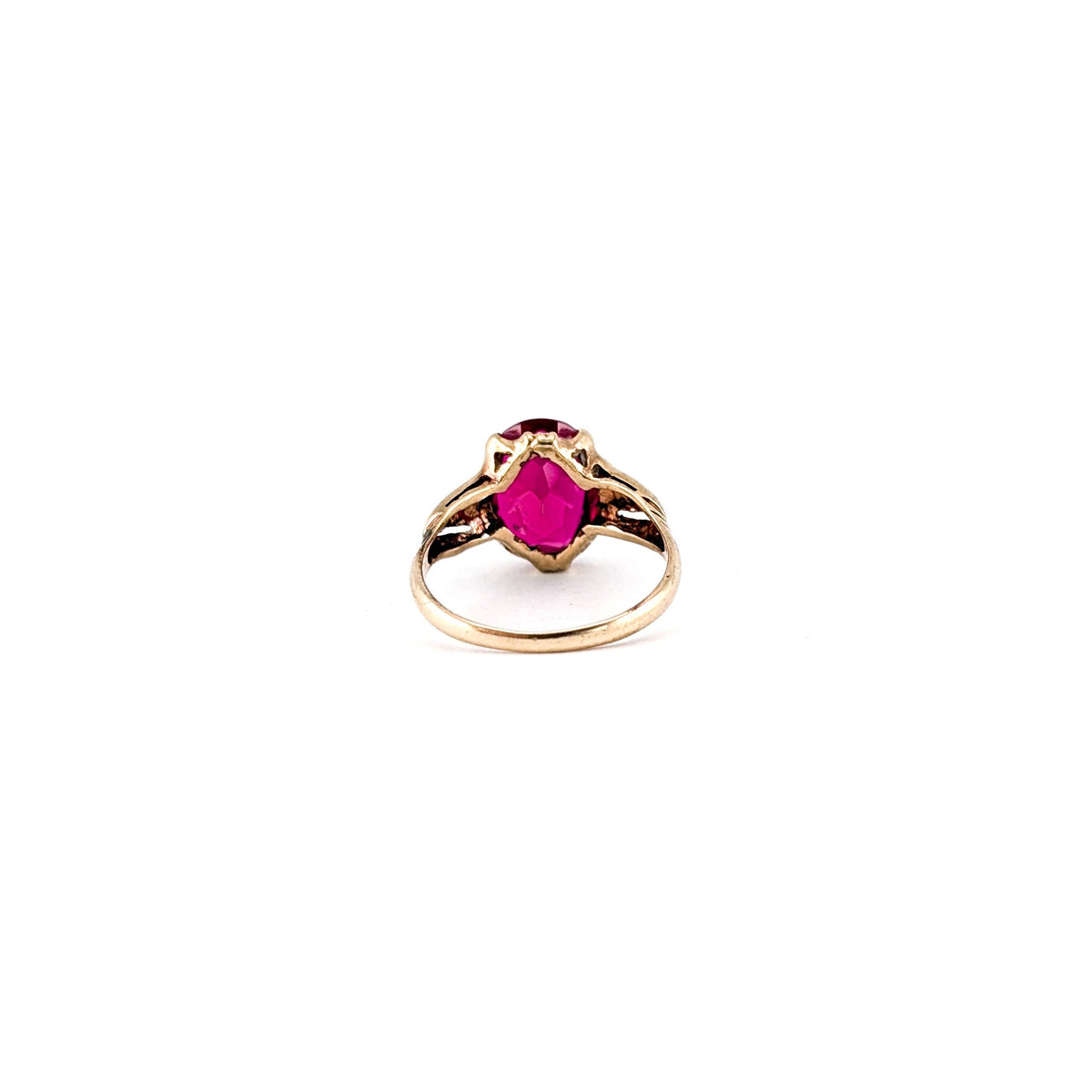 Vintage 10K Gold Oval Synthetic Ruby Ring