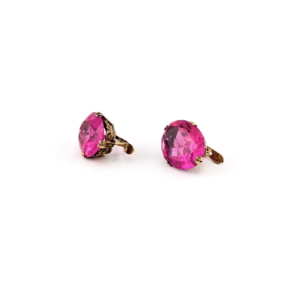 Vintage 10K Gold Synthetic Ruby Earrings