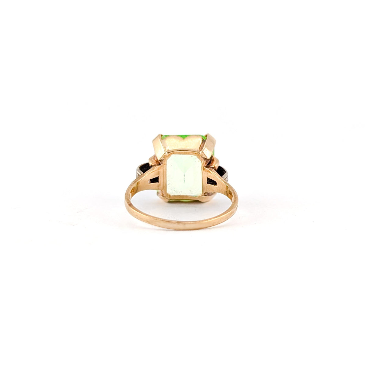 Vintage 1940s 10K Two-Tone Gold Synthetic Uranium Spinel Ring