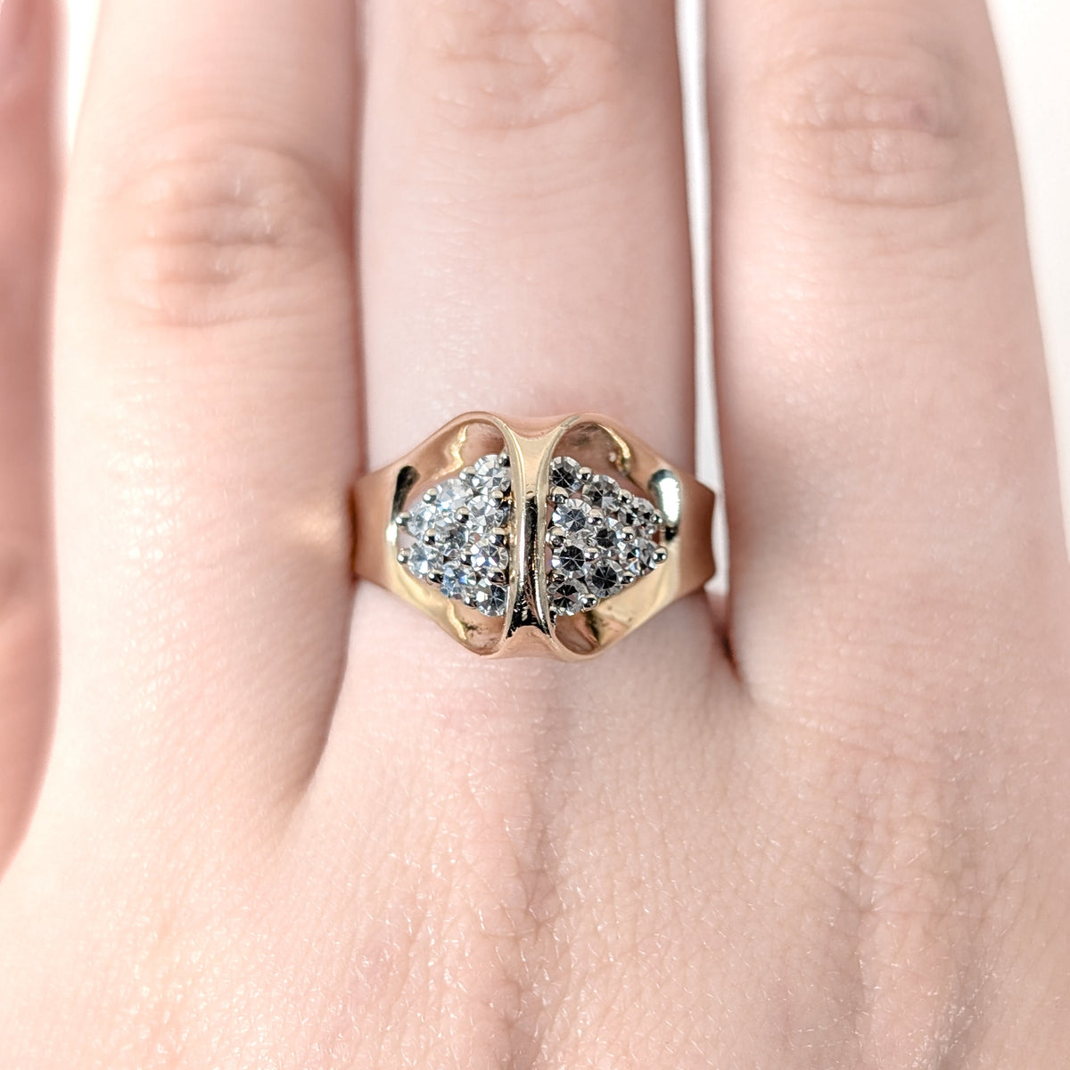 Vintage 14K Diamond Pyramid Cluster Ring