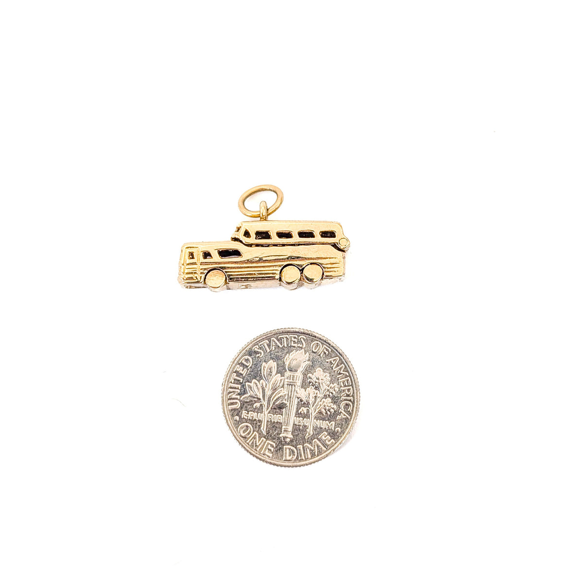 Vintage 14K Gold Greyhound- Style Bus Mechanical Charm