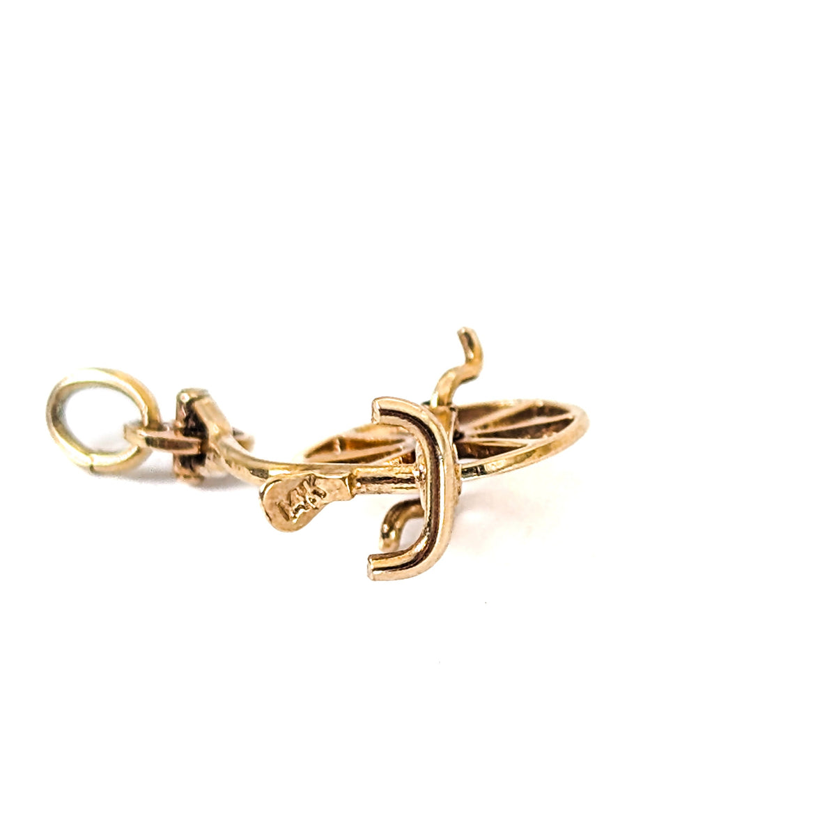 Vintage 14K Gold Penny-Farthing Bicycle Charm with Moving Wheels