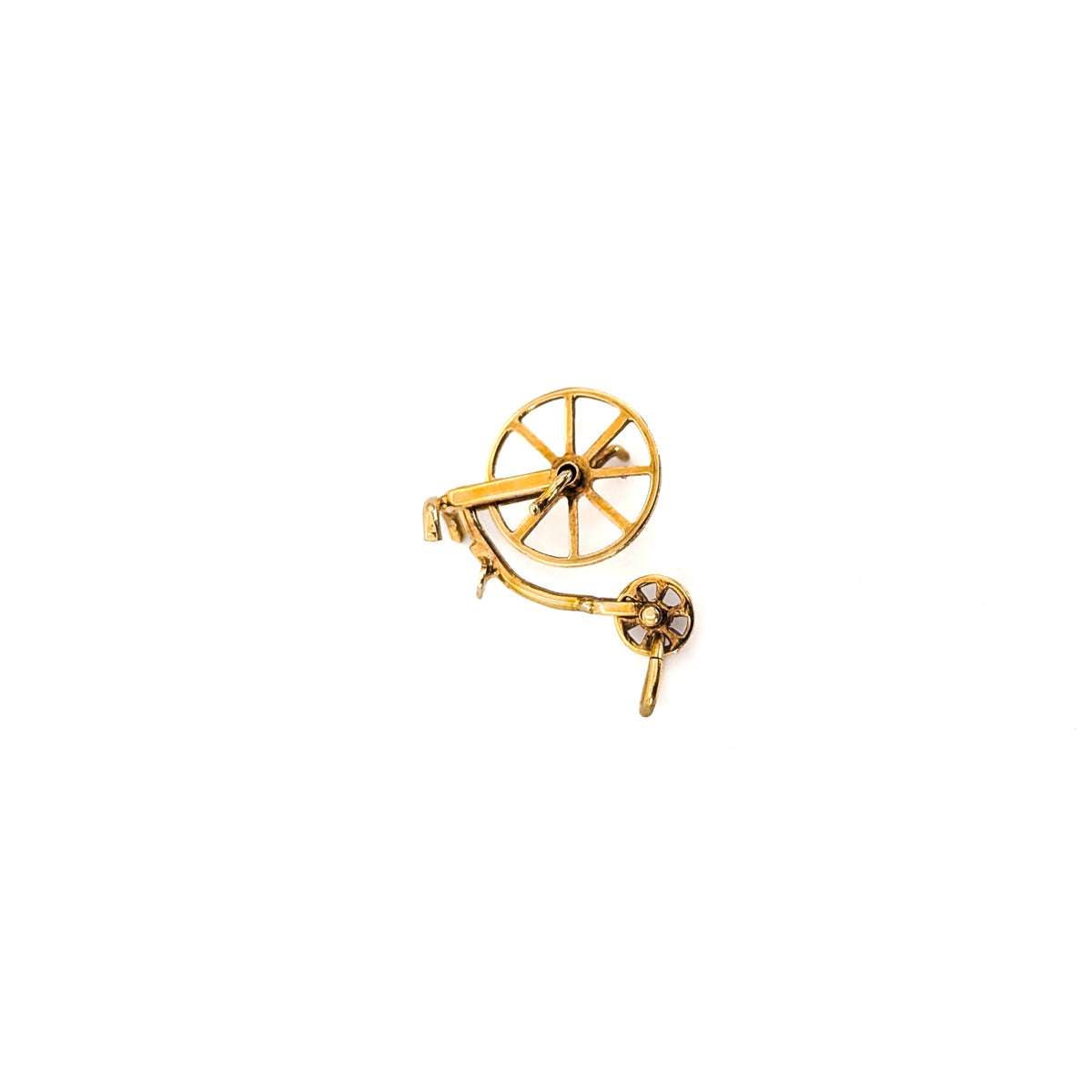 Vintage 14K Gold Penny-Farthing Bicycle Charm with Moving Wheels