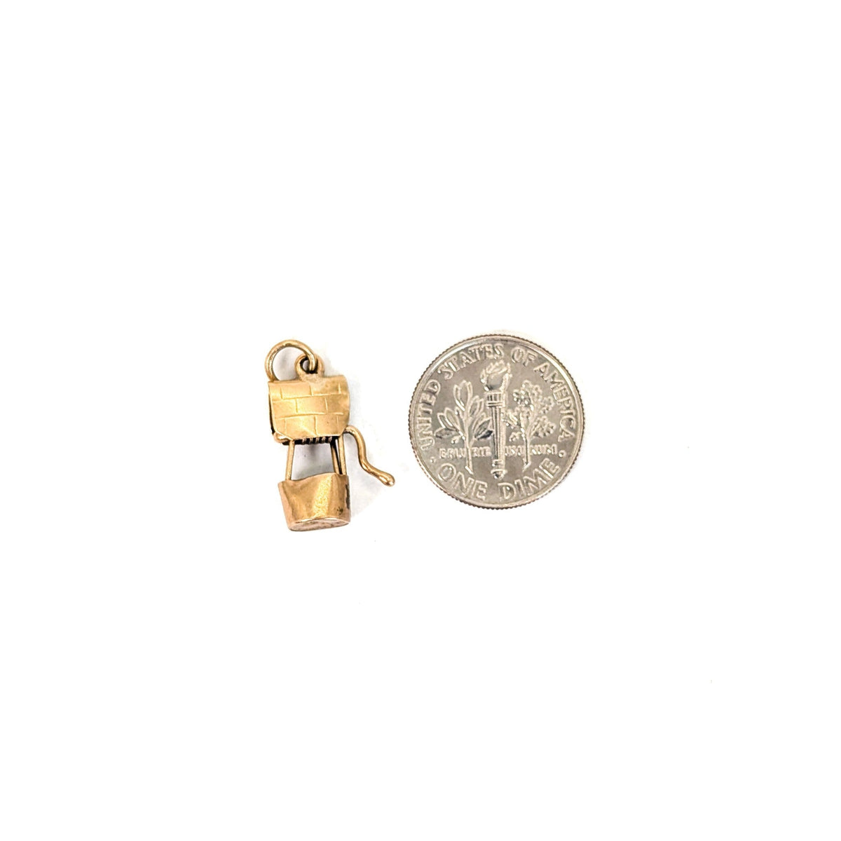 Vintage 9K Gold Wishing Well Mechanical Charm