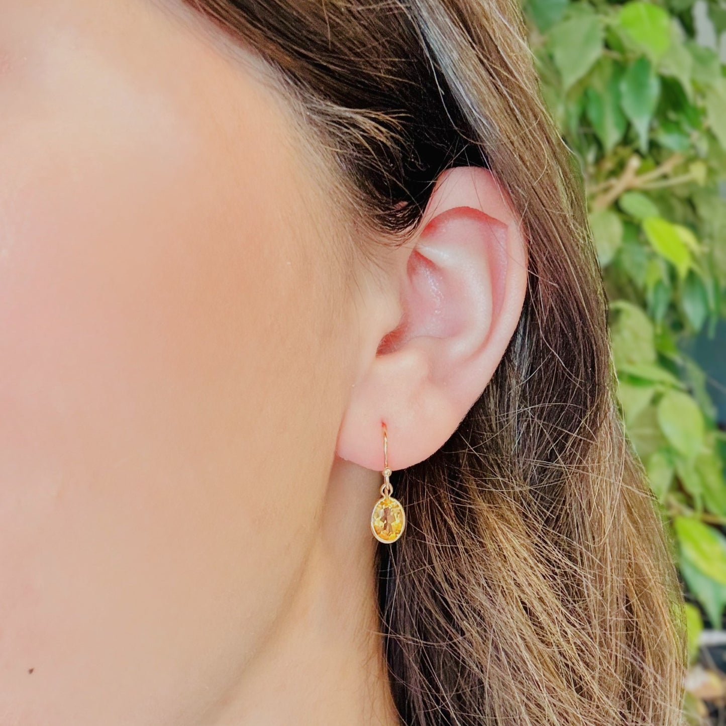 14K Citrine French Wire Hook Earrings
