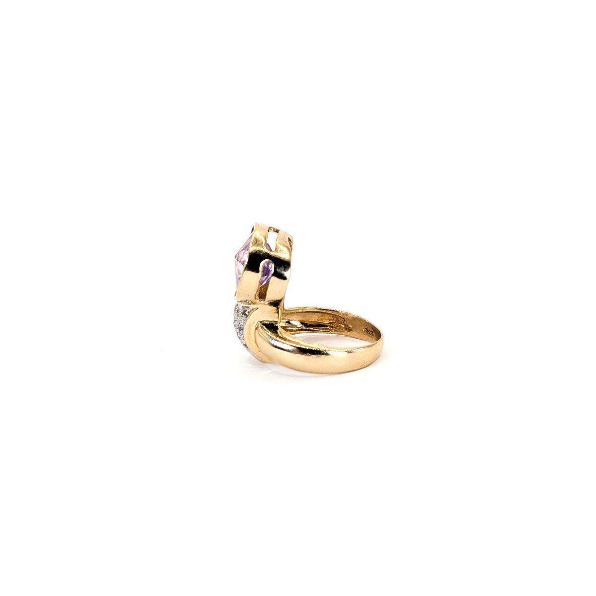 14K Gold Amethyst & Diamond Statement Ring