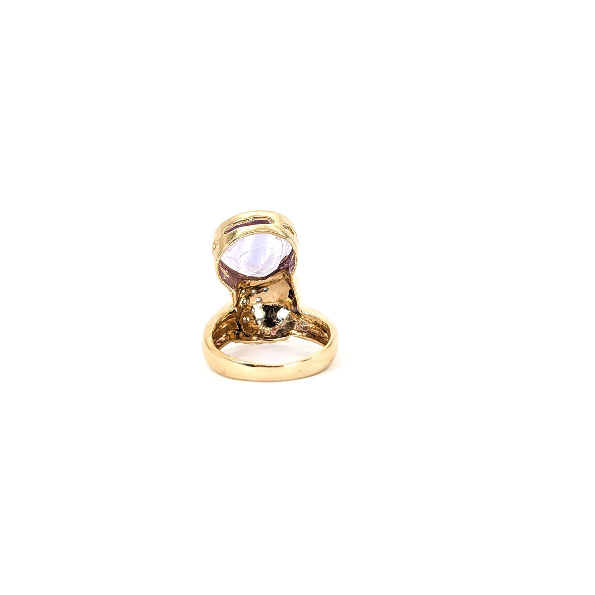 14K Gold Amethyst & Diamond Statement Ring