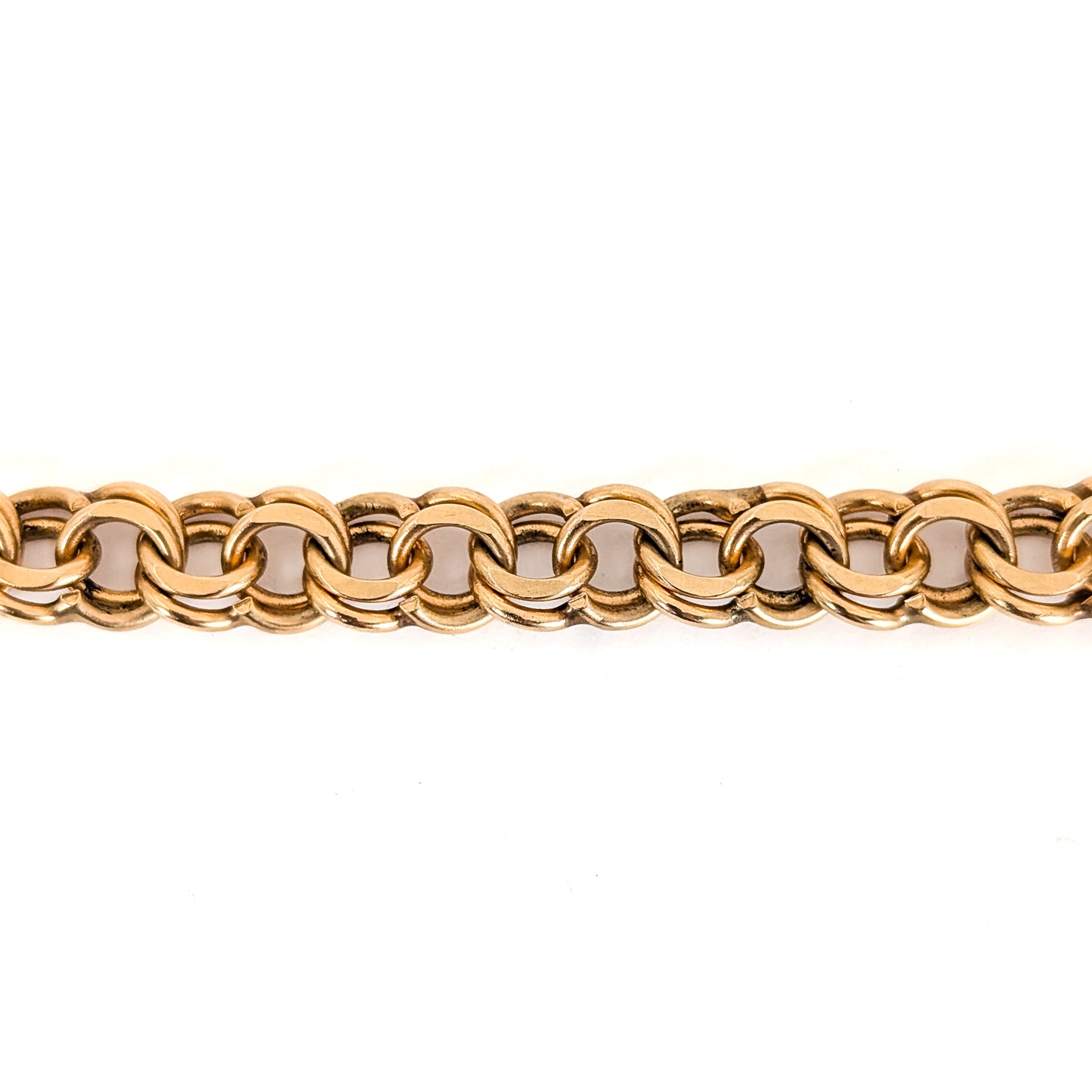 Vintage 14K Yellow Gold Double Link Charm Bracelet, 7", 24.35 g – 1970s–1980s