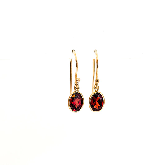 14K Garnet Drop Earrings