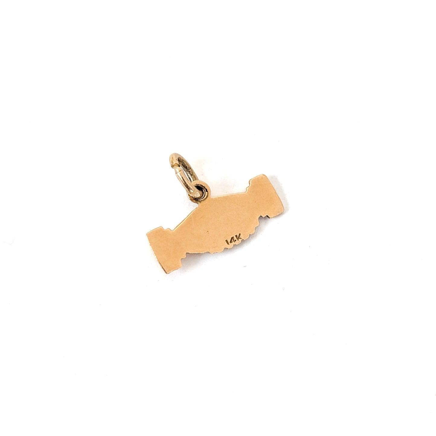 14K Gold handshake charm on a white background