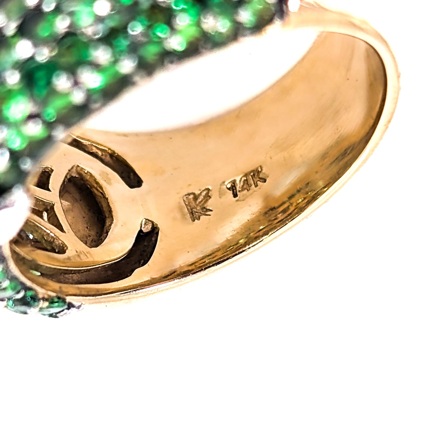 LeVian 14K White Gold Tsavorite Garnet & Diamond Wide Band Ring on a white background