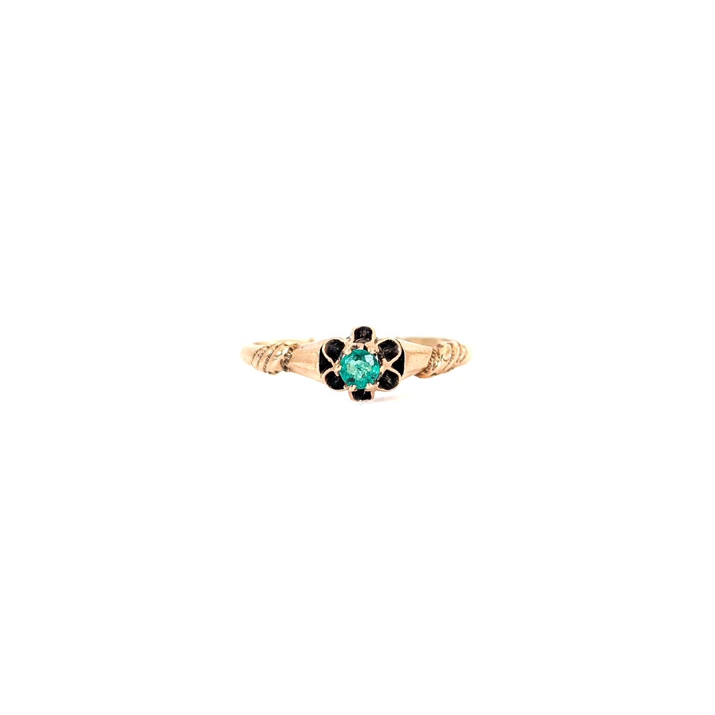 Victorian 14K Emerald Ring – Floral Bloom Setting