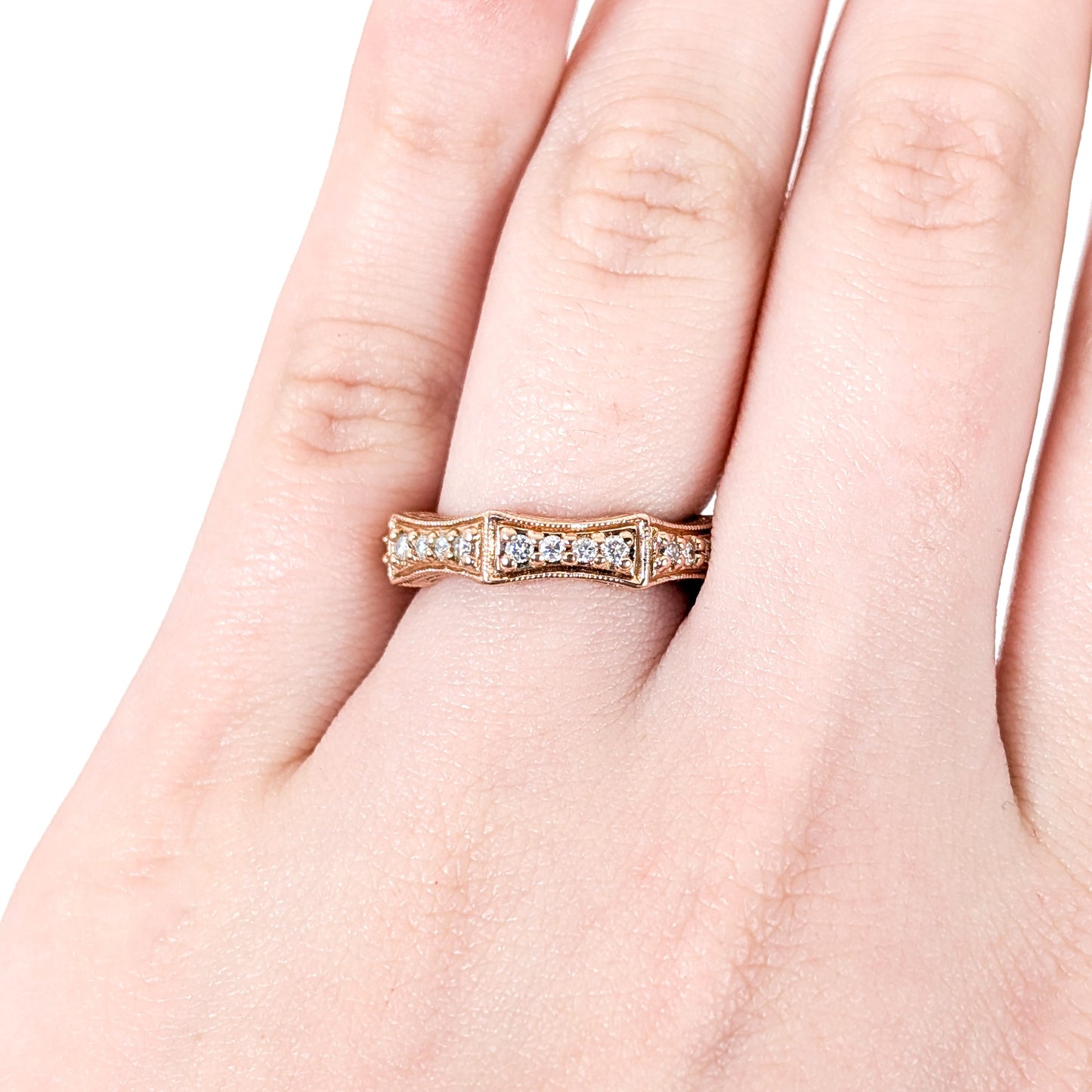 14K Rose Gold Diamond Eternity Band –  Estate – 5.55g