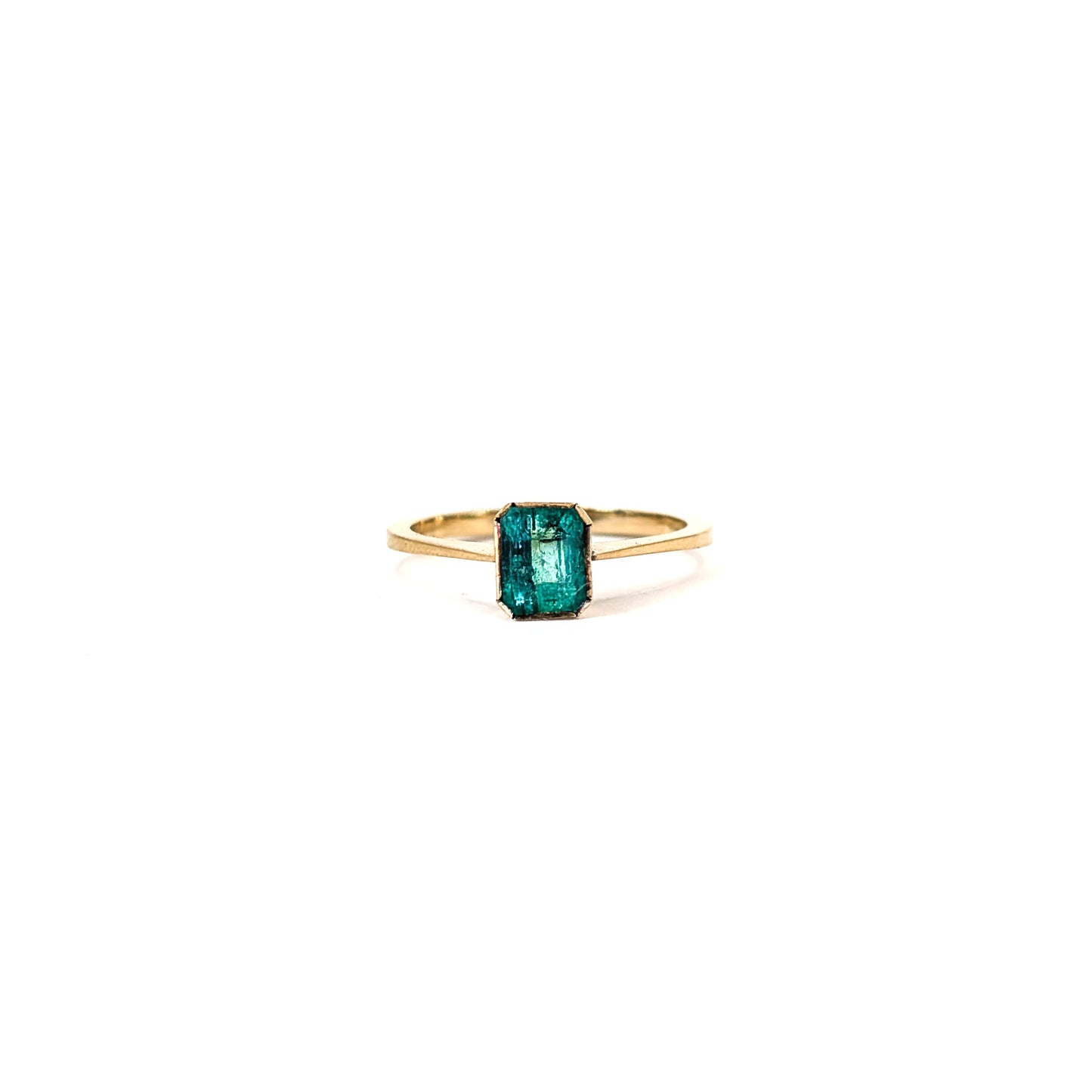 18K Gold Emerald-Cut Emerald Ring