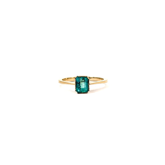 18K Gold Emerald-Cut Emerald Ring