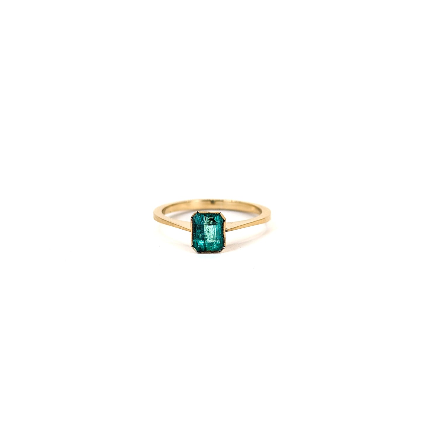 18K Gold Emerald-Cut Emerald Ring