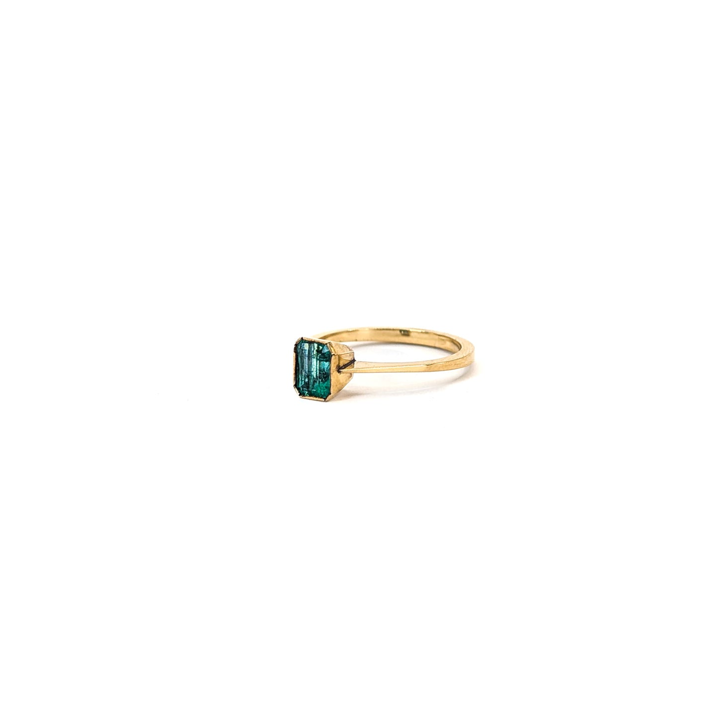 18K Gold Emerald-Cut Emerald Ring