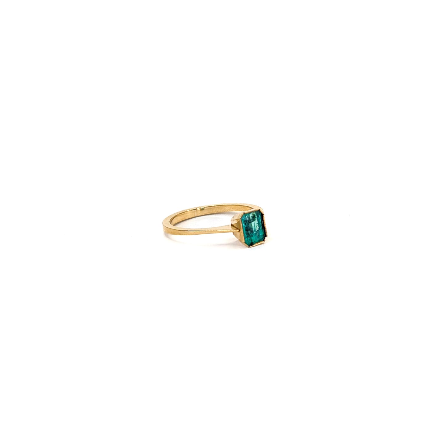 18K Gold Emerald-Cut Emerald Ring