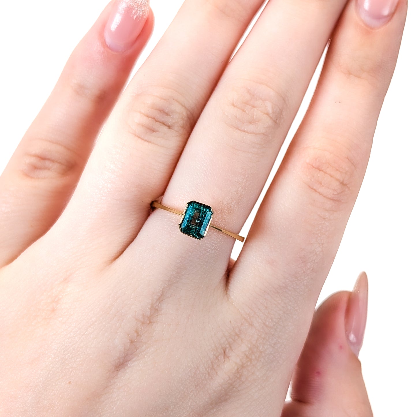 18K Gold Emerald-Cut Emerald Ring